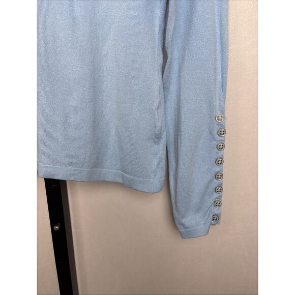 J. McLaughlin Jamey Sweater Womens Small Bright Blue Button Sleeve Cotton Preppy - Picture 5 of 11